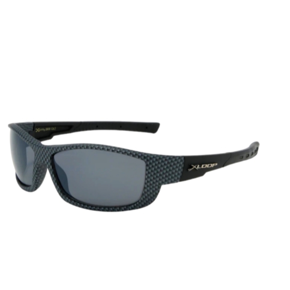 Unisex Xloop mirrored Black Carbon Fiber Print Sport Sunglasses